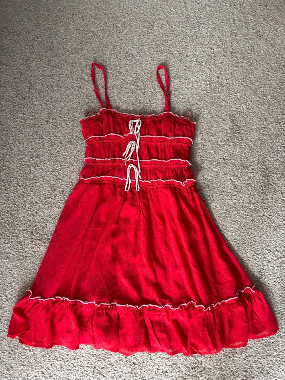 Red Ruffle Tie Front Mini Dress